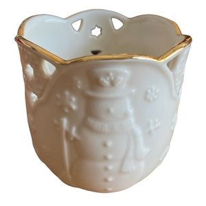 Lenox Merry Lights Snowman Ivory Porcelain Votive Tealight Candle Holder